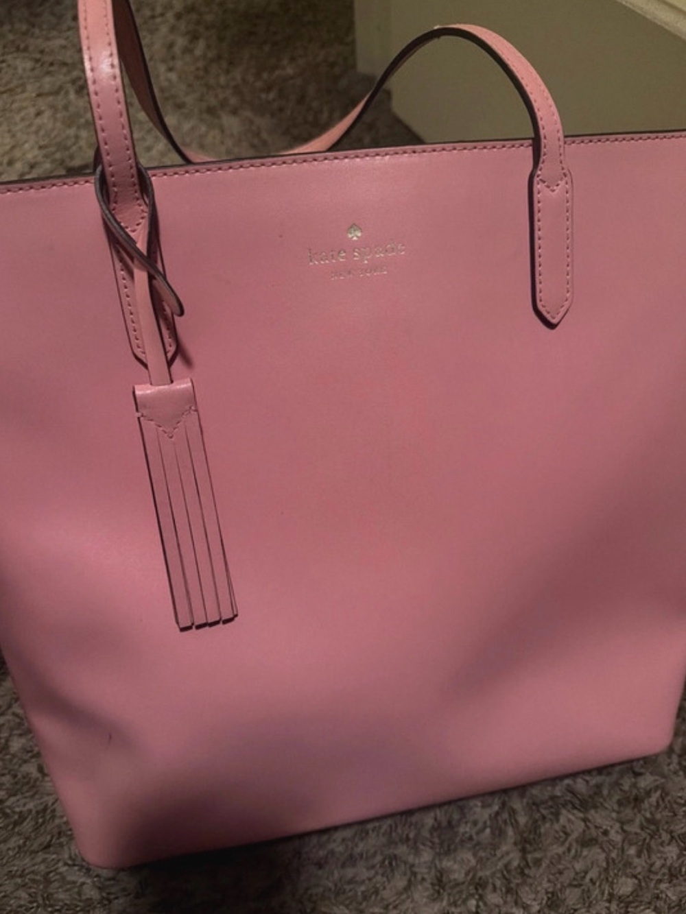 kate spade Pink Leather Tote with Tassel Charm